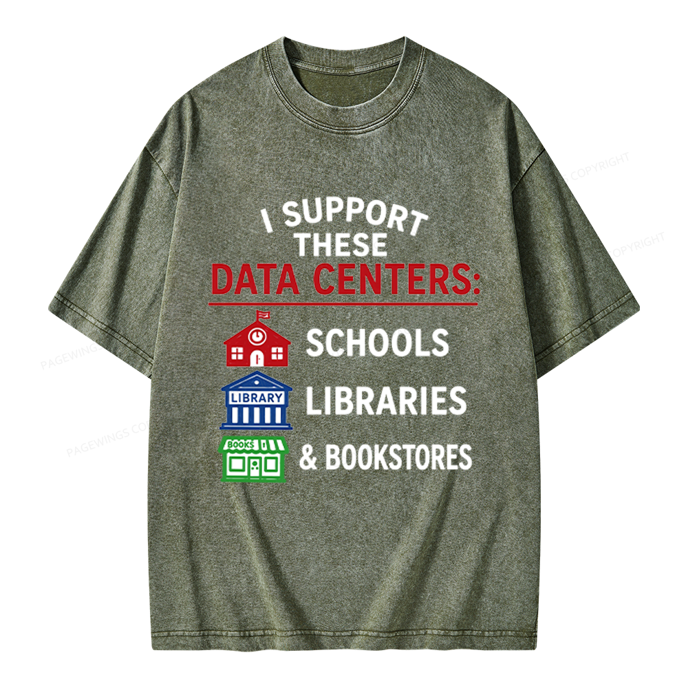 Pagewings I Support These Data Centers Unisex Washed T-shirt