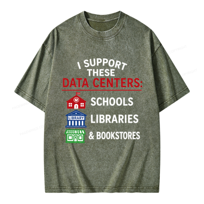 Pagewings I Support These Data Centers Unisex Washed T-shirt