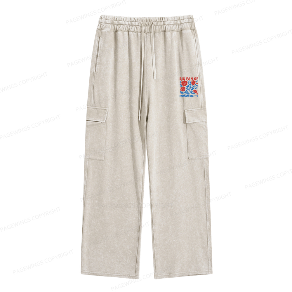 Pagewings Big Fan Of Human Rights Unisex Washed Cargo Sweatpants