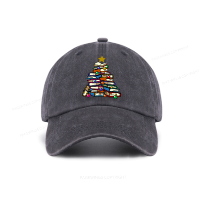 Pagewings Christmas Tree Bookworm Washed Cap