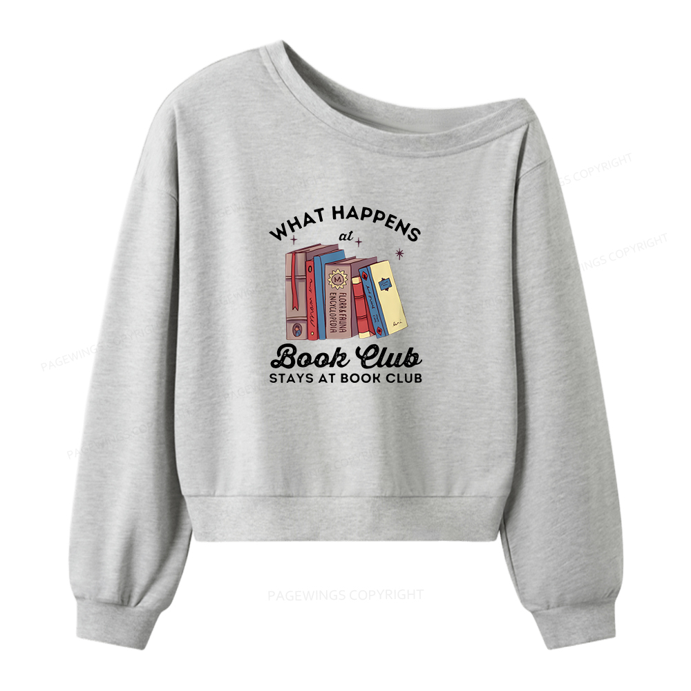 Pagewings Stays At Book Club Book Women Off Shoulder Sweatshirt