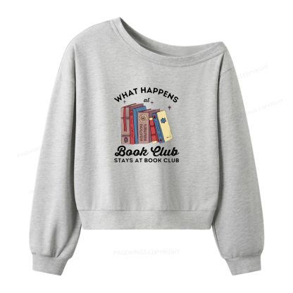 Pagewings Stays At Book Club Book Women Off Shoulder Sweatshirt