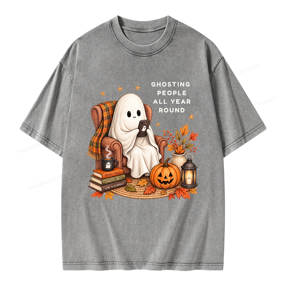 Pagewings Fall Coffee Bool Lover Unisex Washed T-shirt