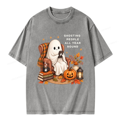 Pagewings Fall Coffee Bool Lover Unisex Washed T-shirt