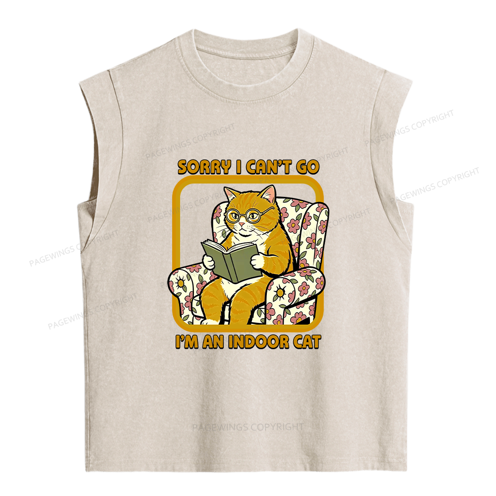 Pagewing Sorry I Can't Go Women's Washed Tank Top