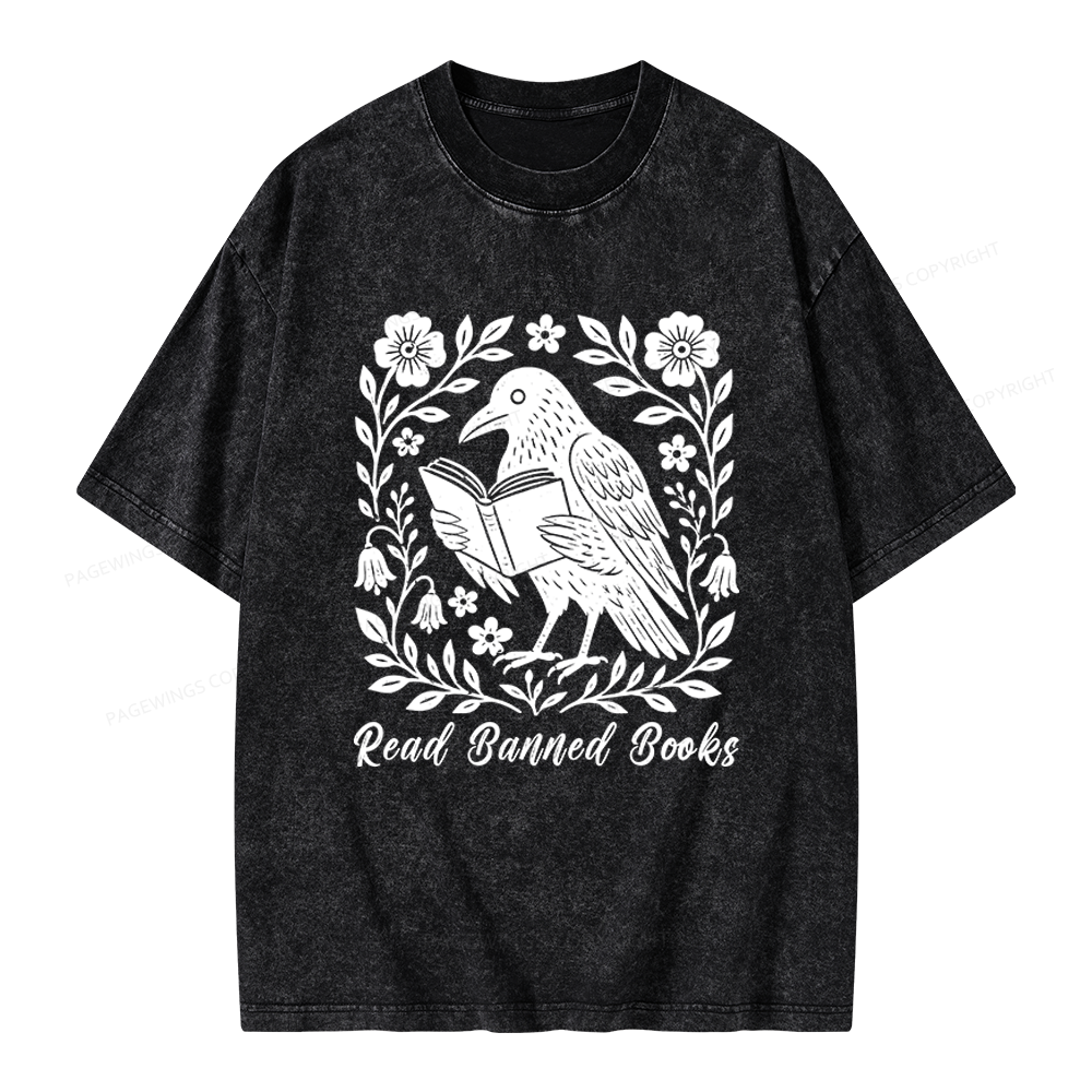 Pagewings Read Banned Books Unisex Washed T-shirt