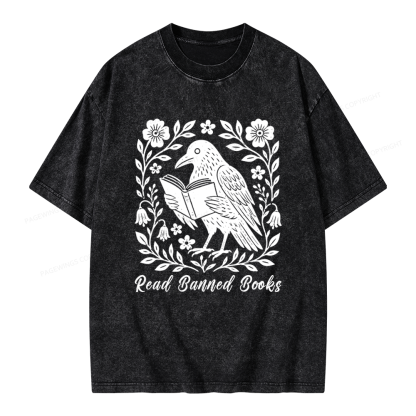 Pagewings Read Banned Books Unisex Washed T-shirt