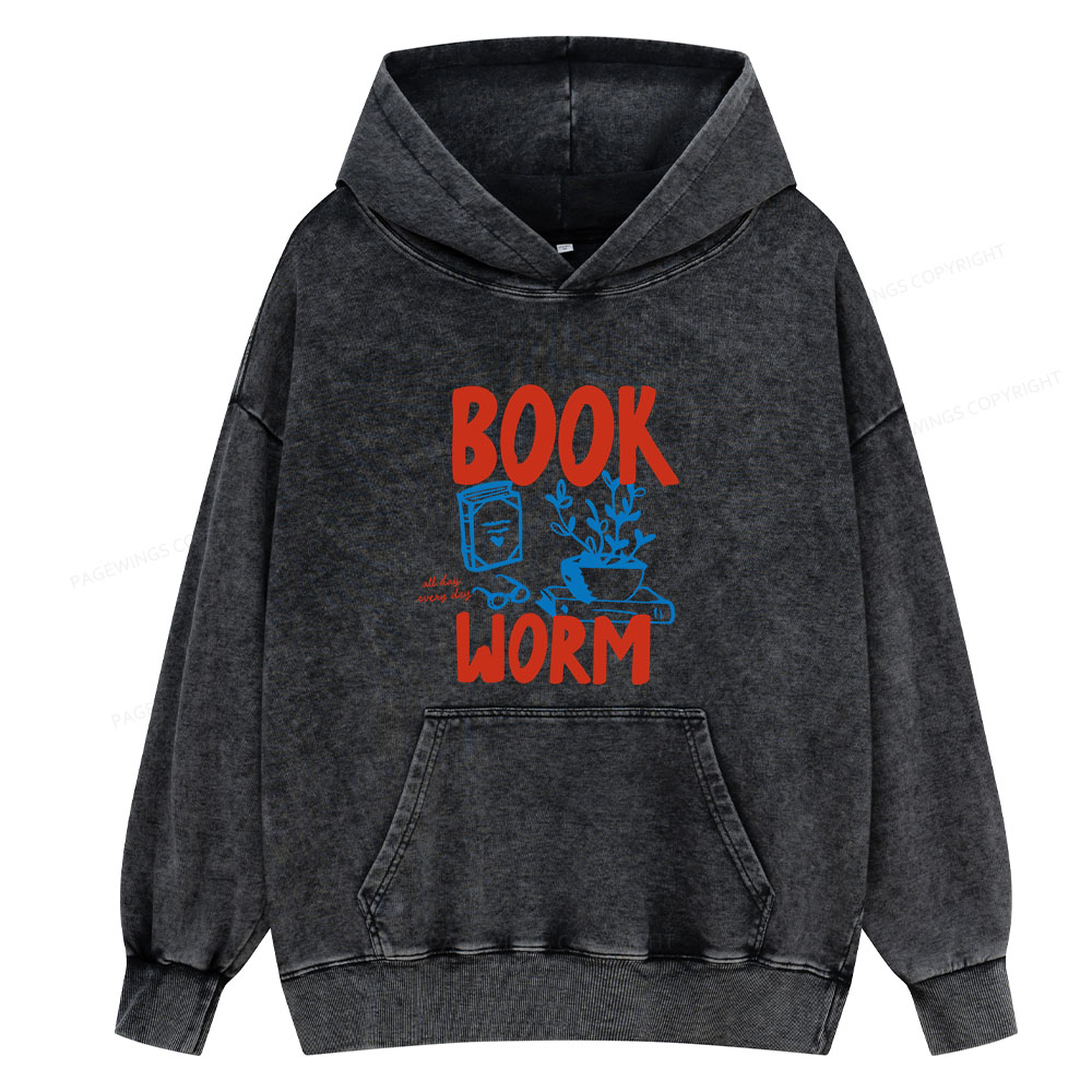 Pagewings Bookworm Unisex Washed Hoodie