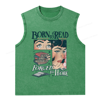 Pagewings Born To Read Bookish Comfor Unisex Washed Tank Top