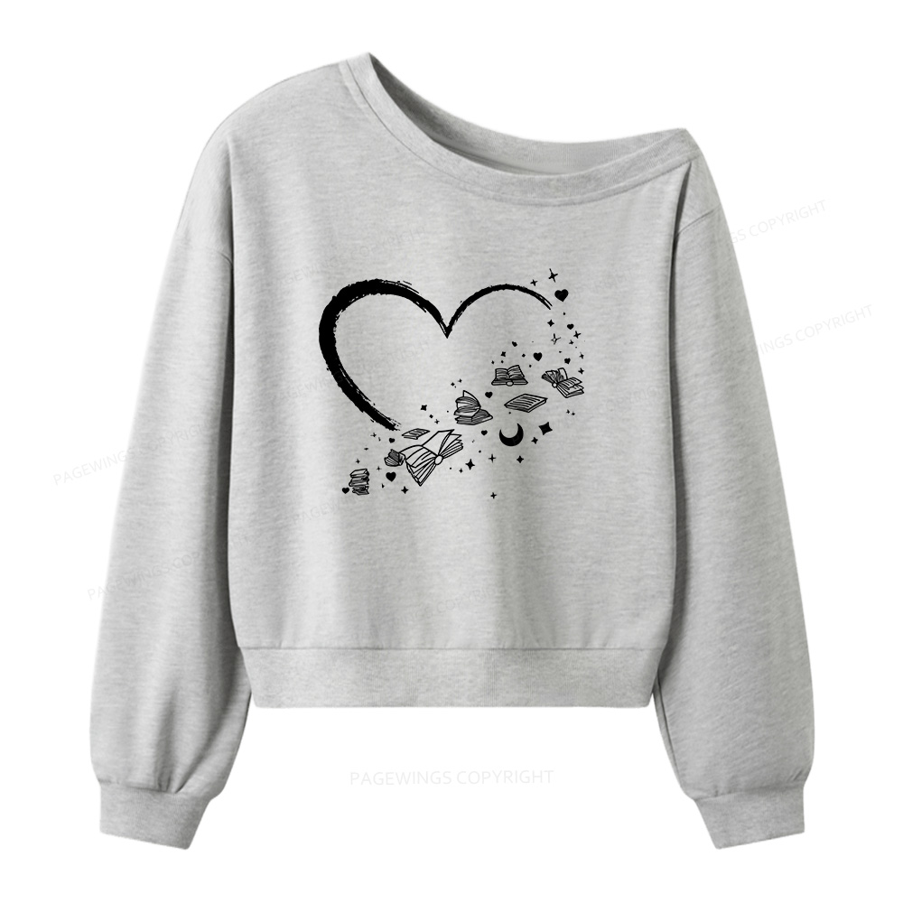 Pagewings Heart Of Books Women Off  Shoulder Sweatshirt