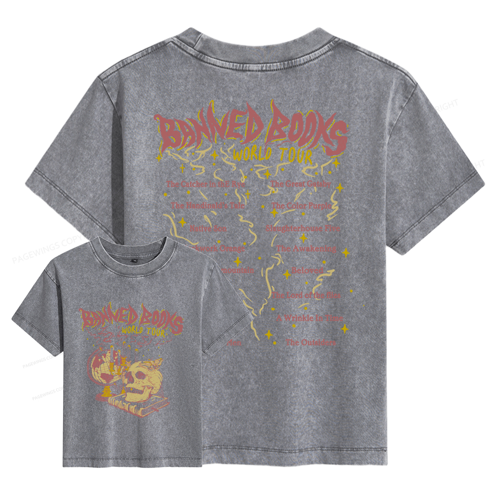 Pagewings Banned Books World Tour Women's Washed T-shirt