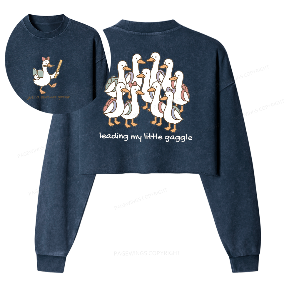 Pagewings Back to School Washed Crop Sweatshirt