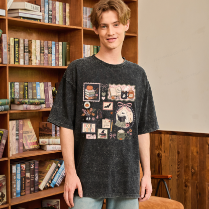 Pagewings Halloween Book Club Unisex Washed T-shirt