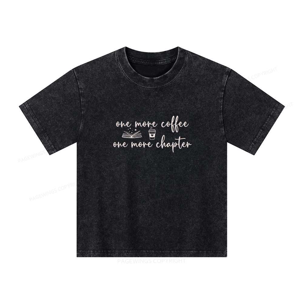 Pagewings Just One More Coffee and Books Unisex Kids Washed T-shirt