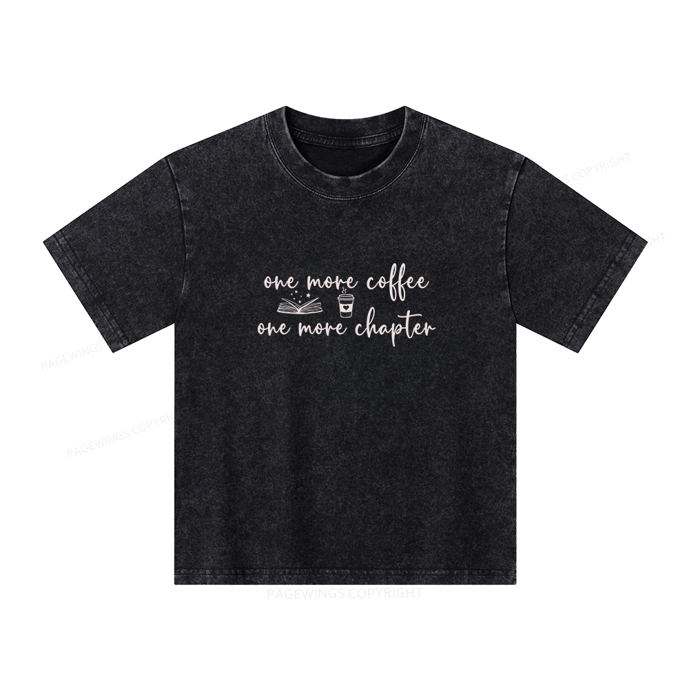 Pagewings Just One More Coffee and Books Unisex Kids Washed T-shirt
