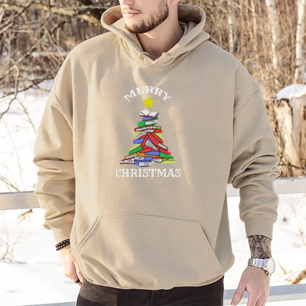 Pagewings Merry Christmas Book Tree Unisex Classic Hoodie