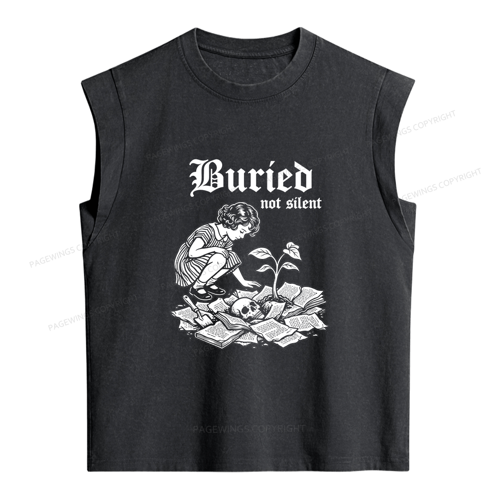 Pagewings  Dark Humor Skull Women's Washed Tank Top
