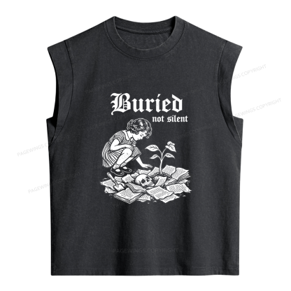 Pagewings  Dark Humor Skull Women's Washed Tank Top