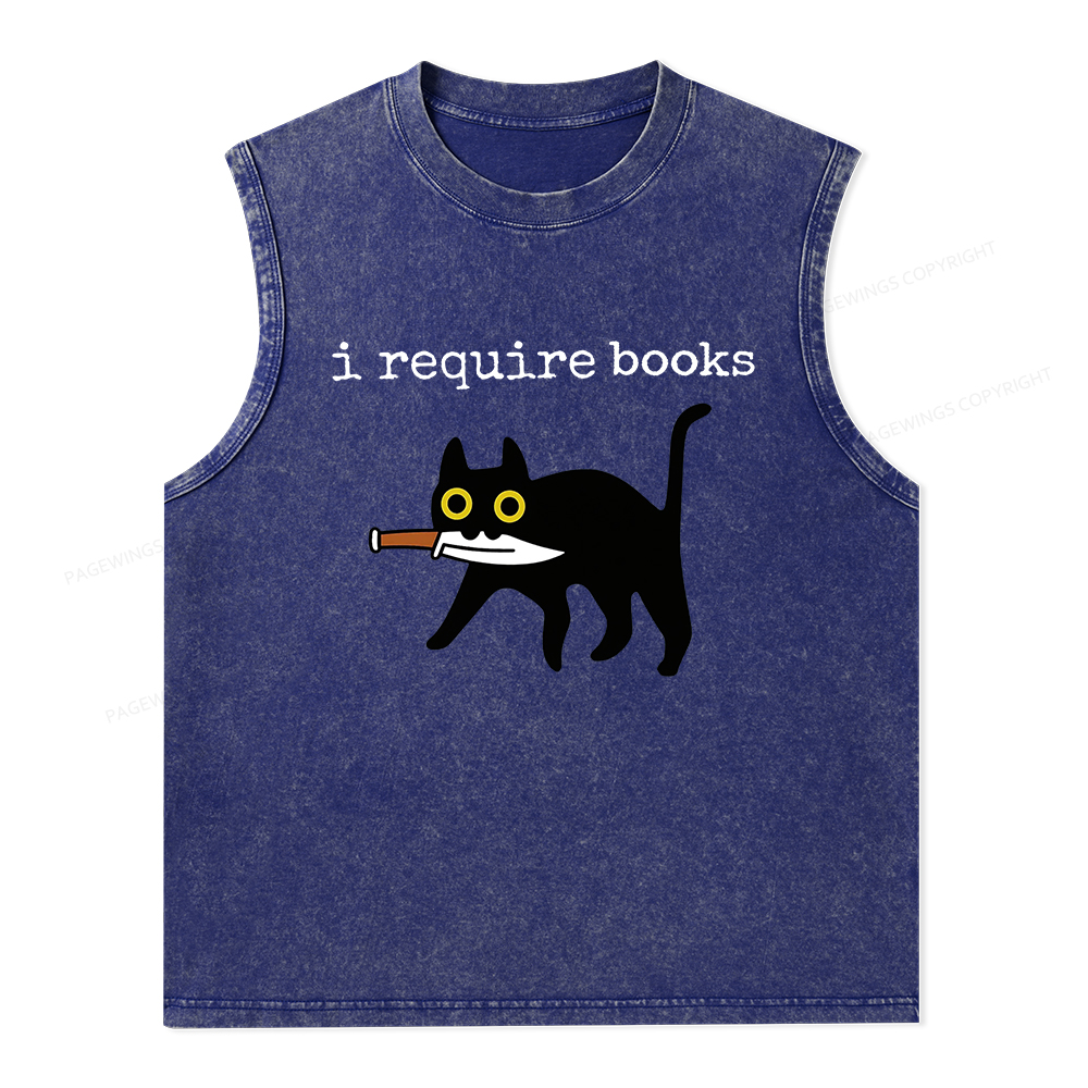 Pagewings I Require Books Unisex Washed Tank Top