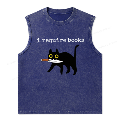 Pagewings I Require Books Unisex Washed Tank Top
