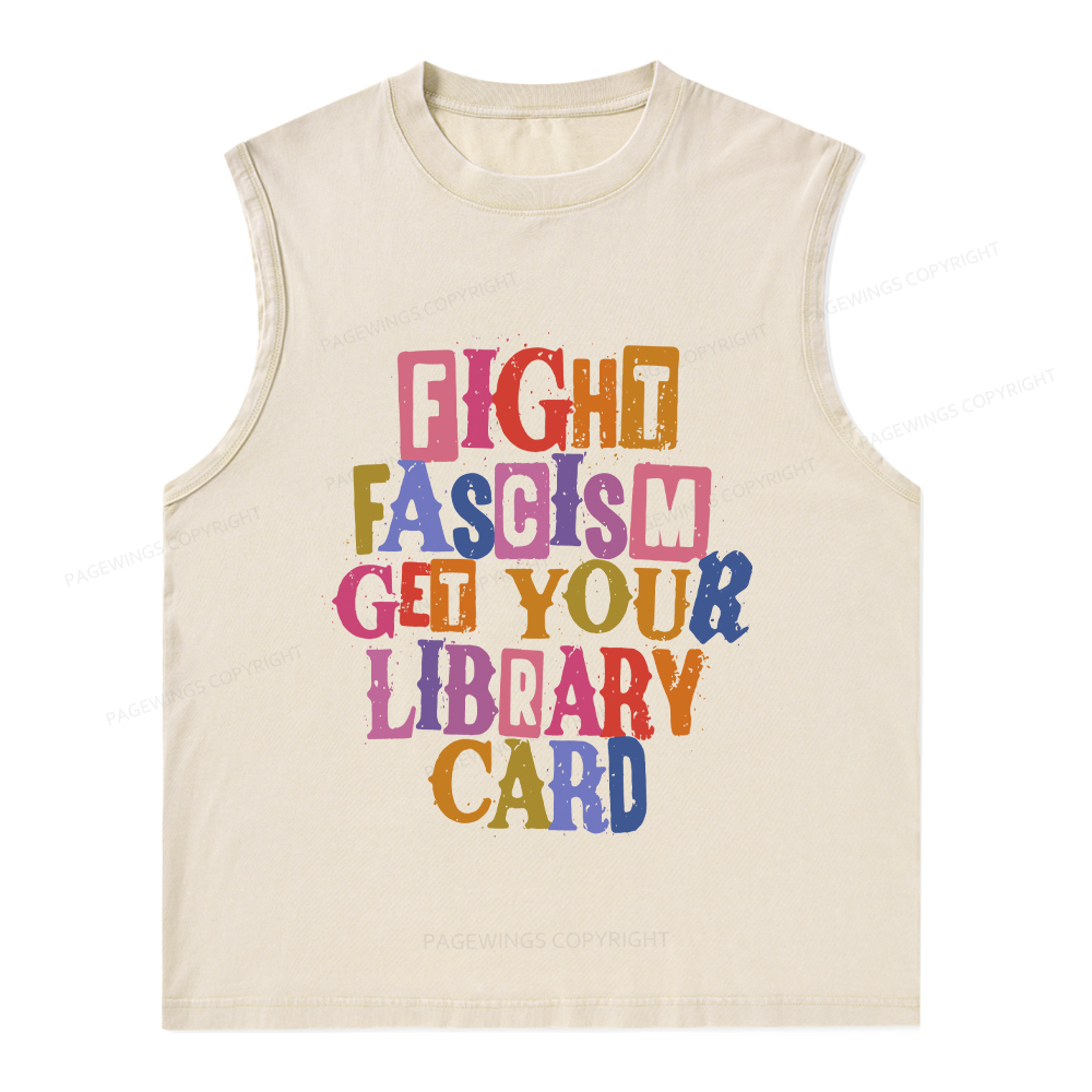 Pagewings Get Your Library Card Unisex Washed Tank Top