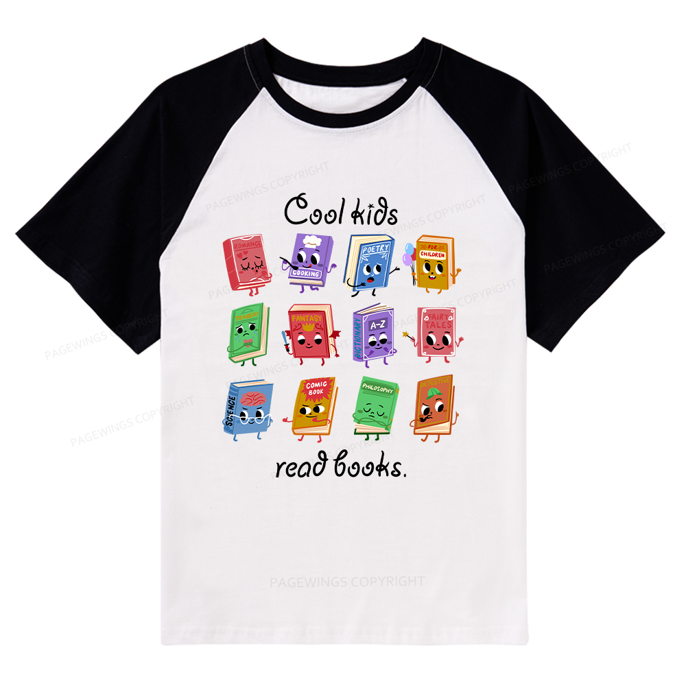 Pagewings Cool Kids Read Books Raglan T-shirt