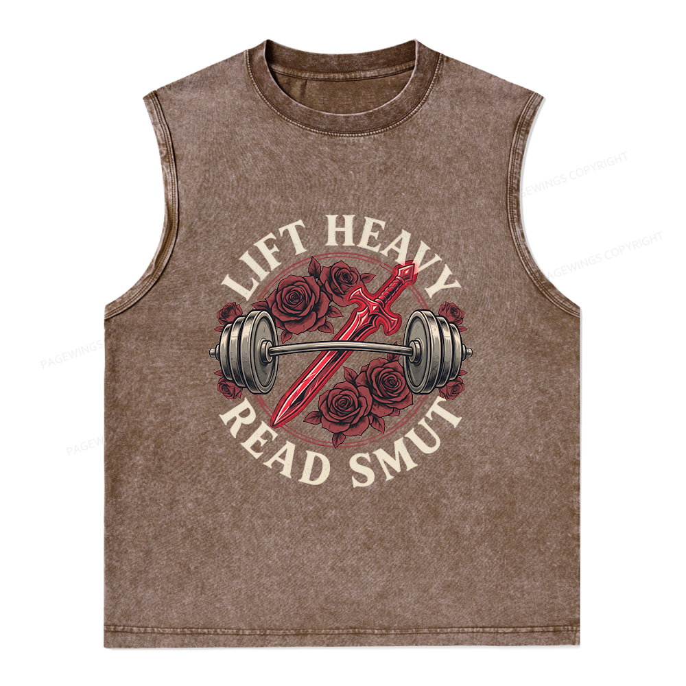 Pagewings Lift Heavy Read Smut Unisex Washed Tank Top