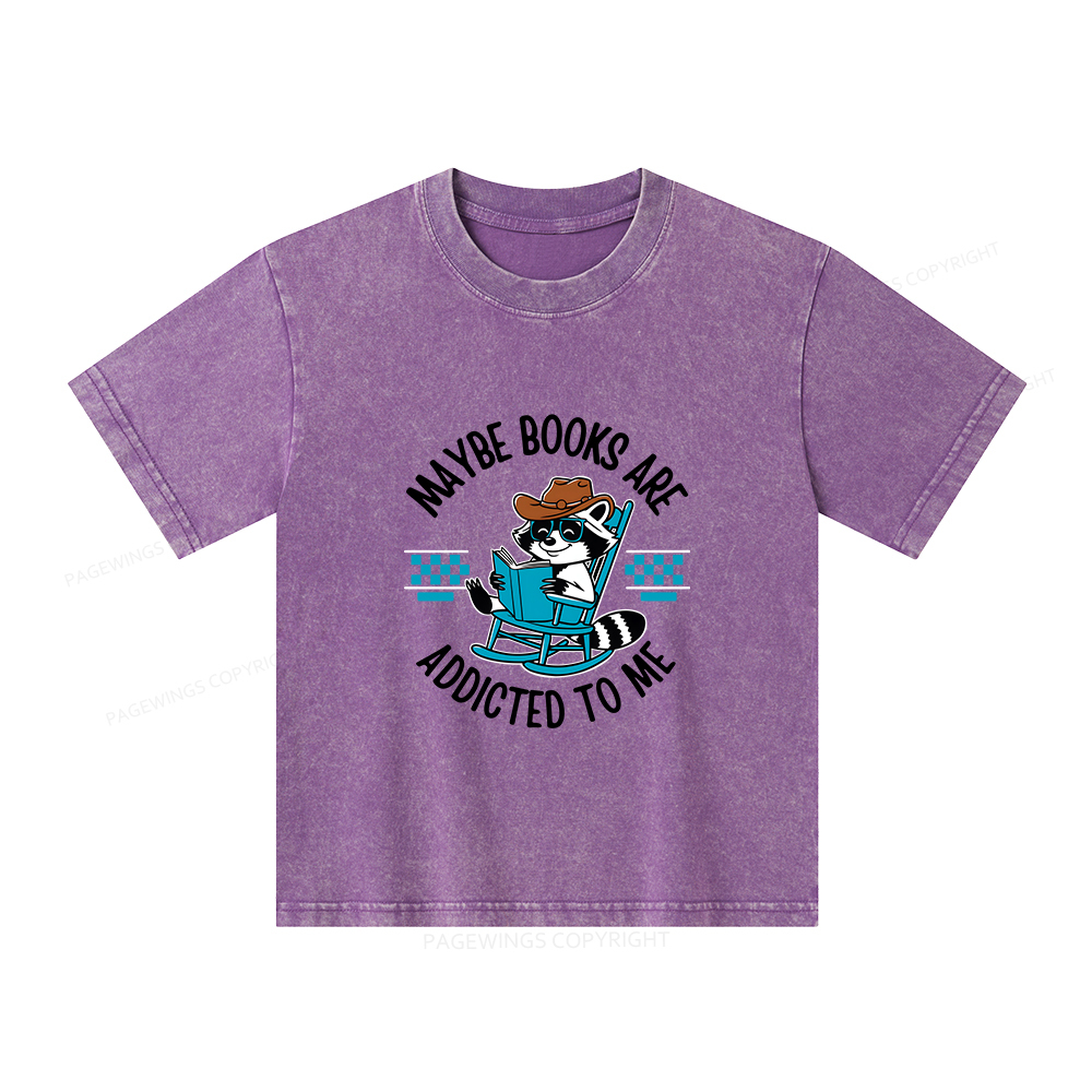 Pagewings Books Are Addicted To Me Unisex Kids Washed T-shirt