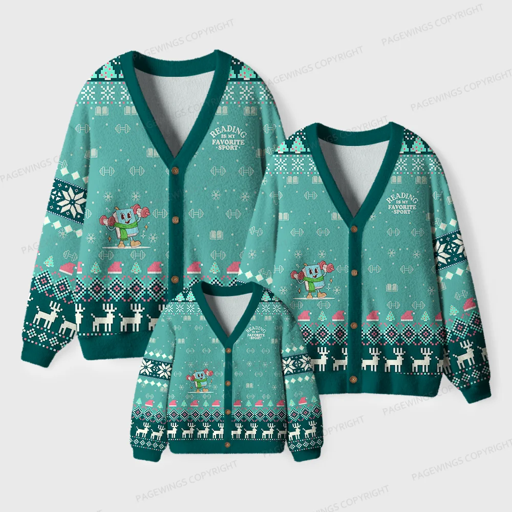 Pagewings Reading Is My Favorite Sport Unisex Ugly Cardigan Sweaters