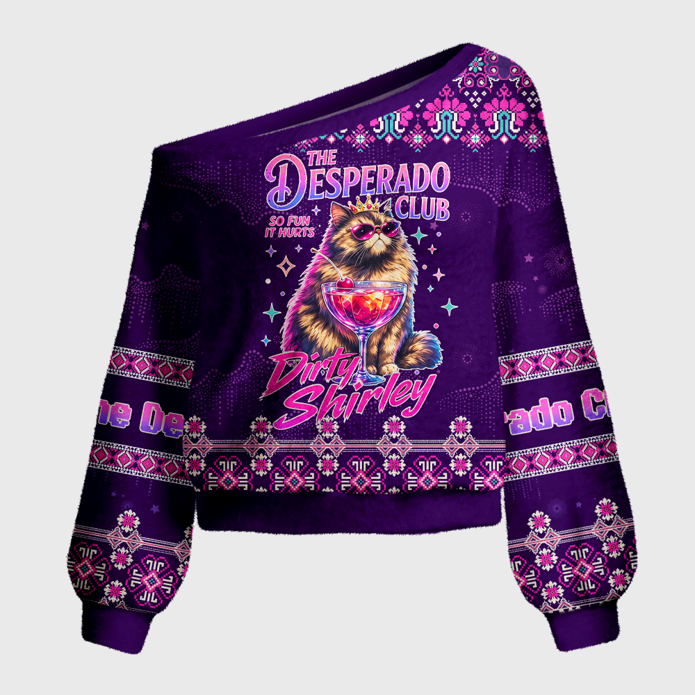 Pagewings Sci Fi Book Lover Off Shoulder Ugly Knit Sweater