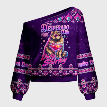 Pagewings Sci Fi Book Lover Off Shoulder Ugly Knit Sweater