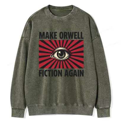 Pagewings Make Orwe Fiction Again Unisex Washed Sweatshirt