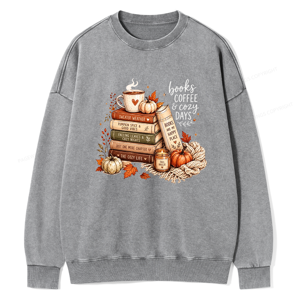 Pagewings Fall Bookish Unisex Washed Sweatshirt