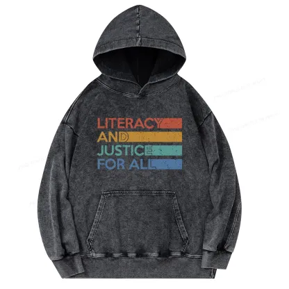 Pagewing Literacy and Justice For All Unisex Washed Hoodie