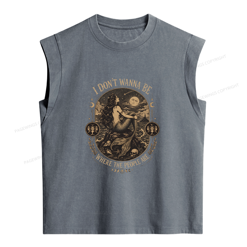 Pagewings I Don't Wanna Be Where The People Are Women's Washed Tank Top
