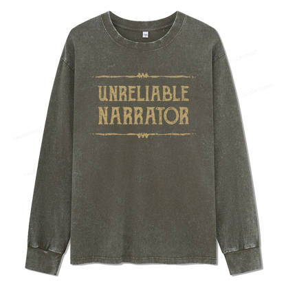 Pagewings Unreliable Narrator Unisex Washed Long Sleeve T-shirt