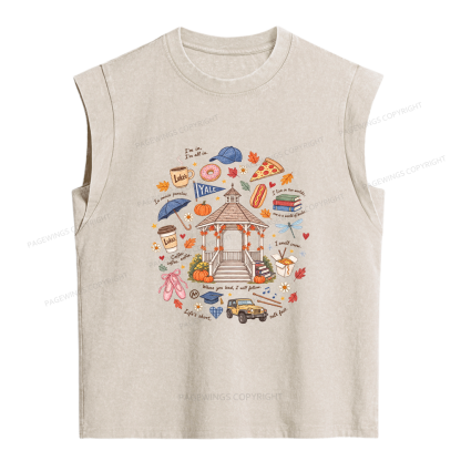 Pagewings Cozy Autumn Book Lover Women's Washed Tank Top