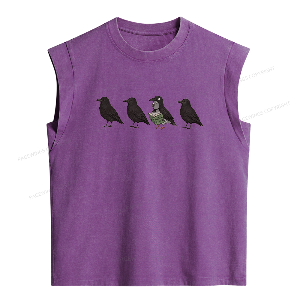 Pagewings Funny Crow Women's Washed Tank Top