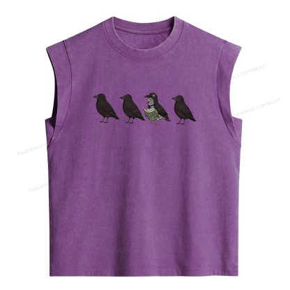 Pagewings Funny Crow Women's Washed Tank Top
