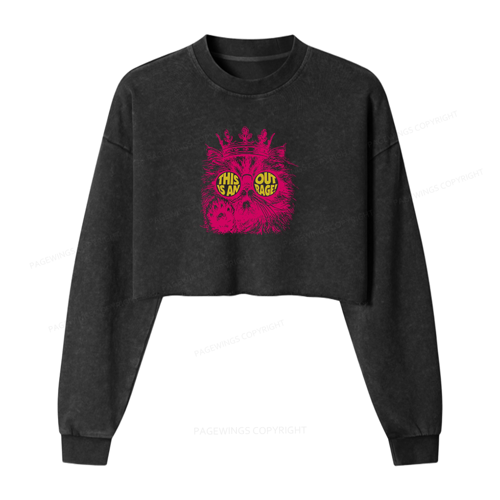 Pagewings Sci-Fi Book Lover Washed Crop Sweatshirt