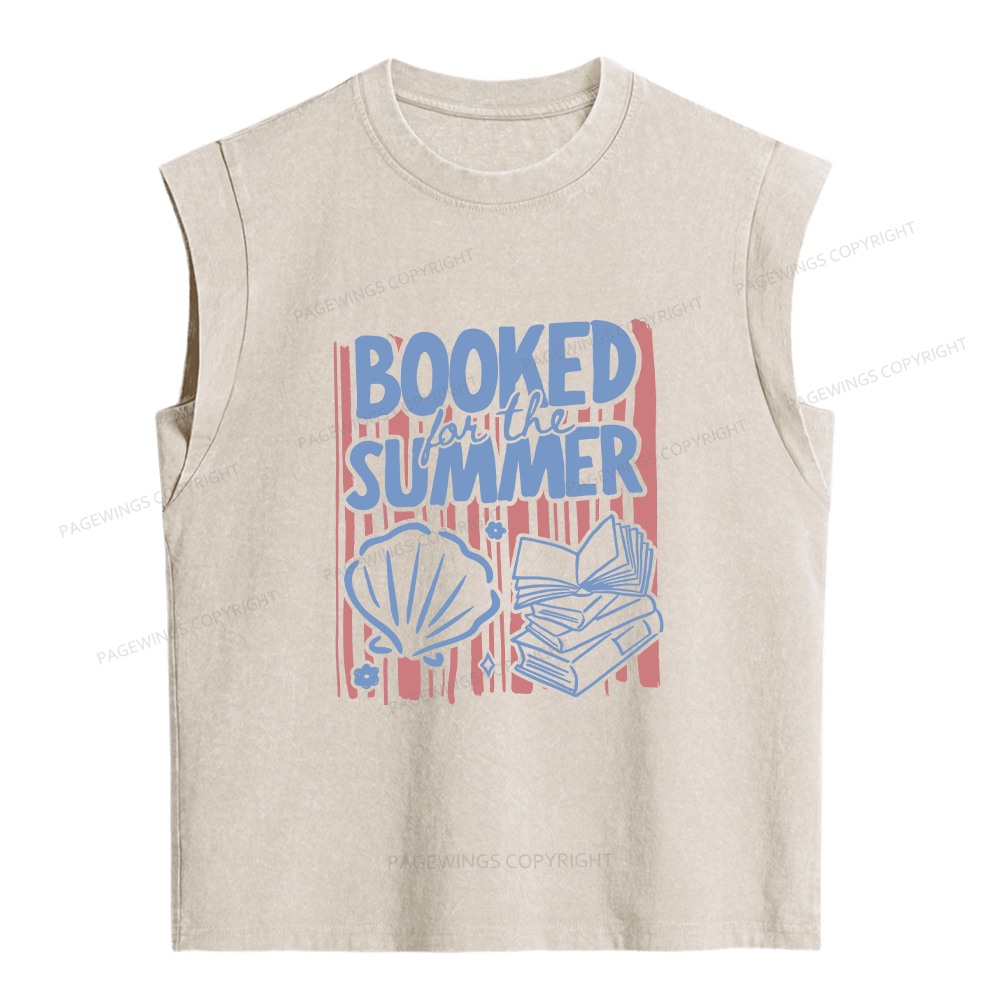 Pagewings Booked for the Summer Women's Washed Tank Top