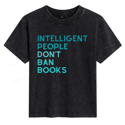 Pagewings Intelligent People Don't Ban Books Women's Washed T-shirt