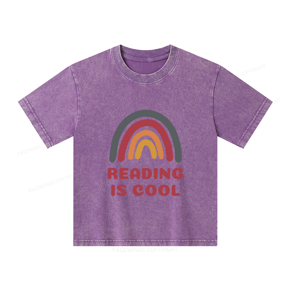 Pagewings Reading Is Cool Unisex Kids Washed T-shirt