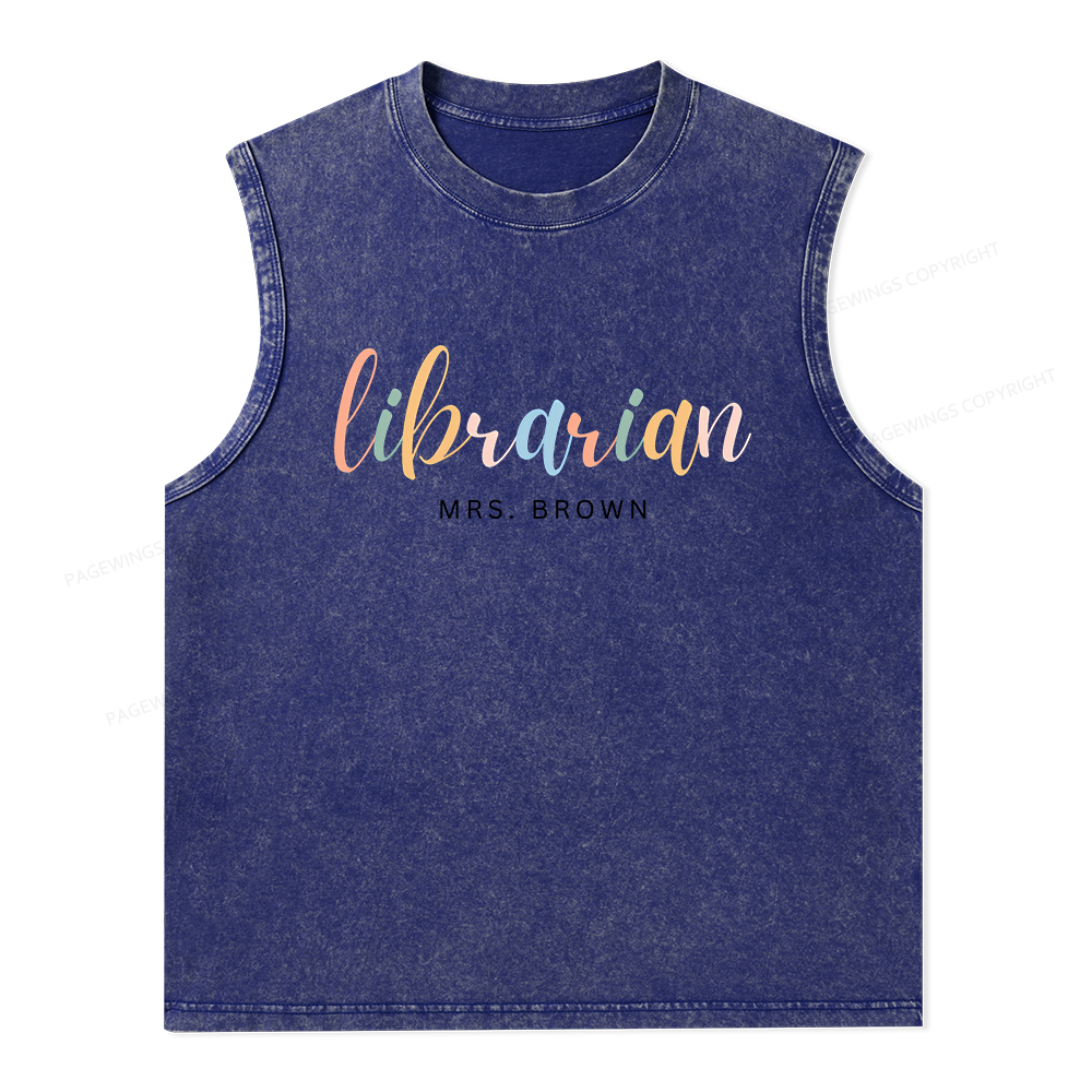 Pagewings Personalized Gift for Librarian Unisex Washed Tank Top