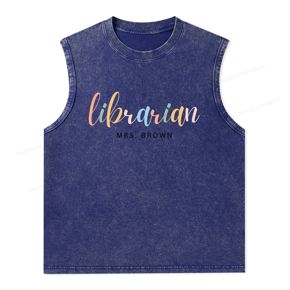 Pagewings Personalized Gift for Librarian Unisex Washed Tank Top