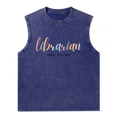 Pagewings Personalized Gift for Librarian Unisex Washed Tank Top