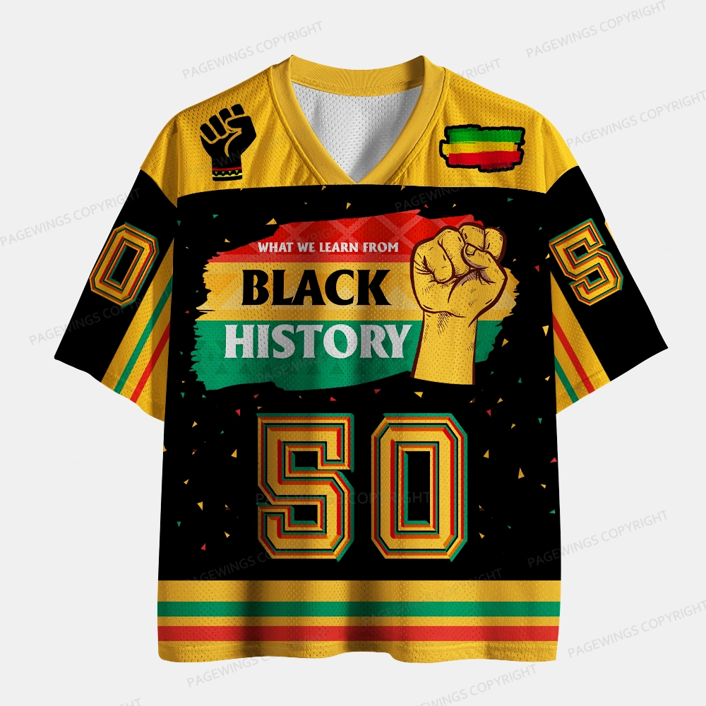 Pagewings What We Learn From Black History Unisex Mesh Jersey