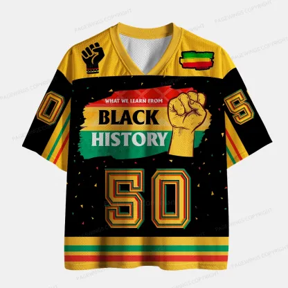 Pagewings What We Learn From Black History Unisex Mesh Jersey