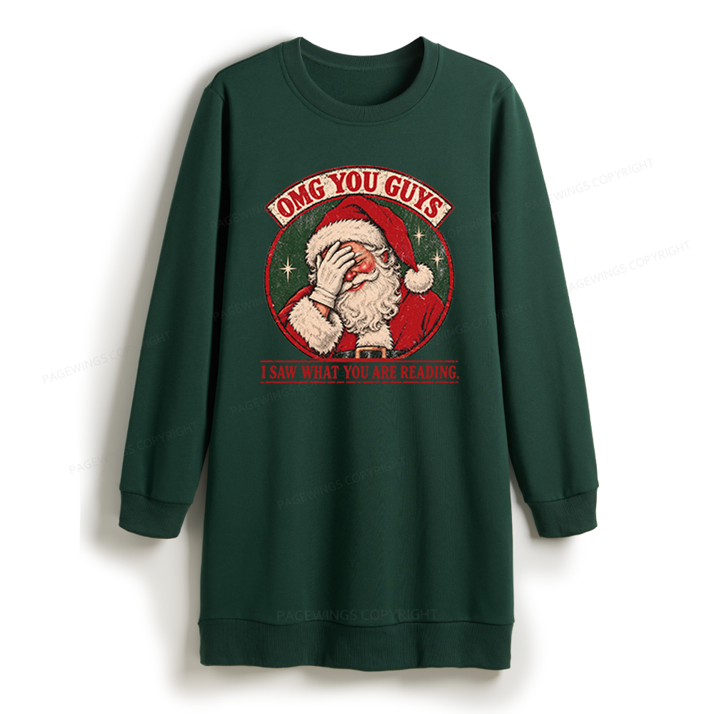 Pagewings Christmas OMG Guys Saw What Reading Sweatshirt Dress