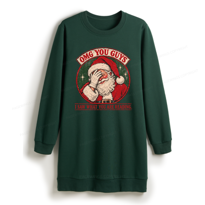 Pagewings Christmas OMG Guys Saw What Reading Sweatshirt Dress